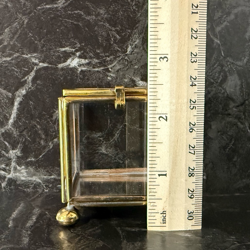 Glass Jewelry Box with Etched Flower on Lid and Mirror Bottom - Picture 4 of 14